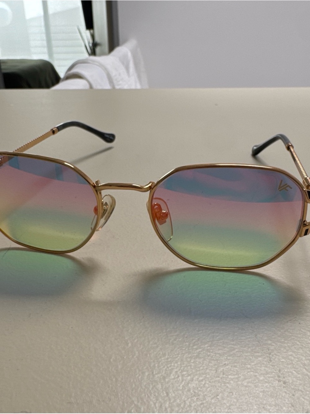 Gold Frame Vintage Frames Women’s Sunglasses with Iridescent Gradient Lenses